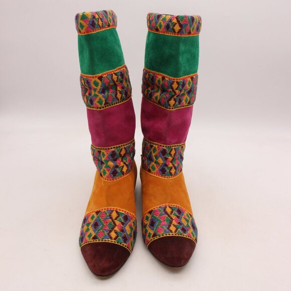 Bally Multicolor Pattered High Boots Women's Size 6.5 B Made in Italy - Picture 2 of 8